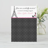 Invitation d'anniversaire de Paris rose et noir (Debout devant)