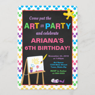 Invitation d'anniversaire de partie d'art, partie