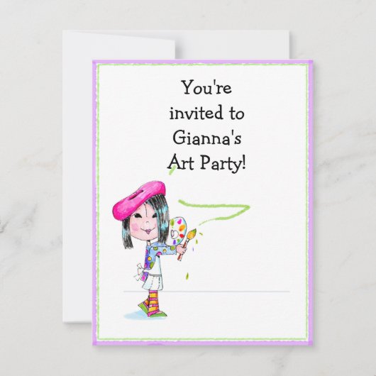 Invitation d'anniversaire de partie d'artiste (Devant)