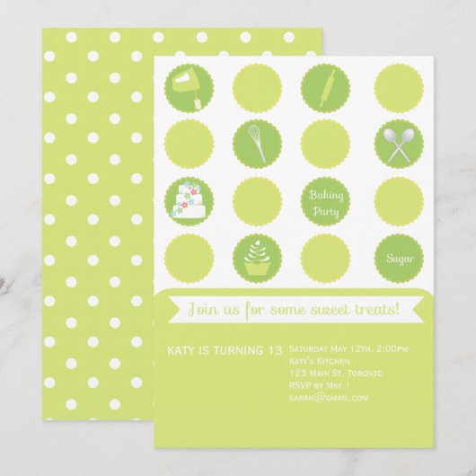 Invitation d'anniversaire de partie de cuisson (Devant / Derrière)