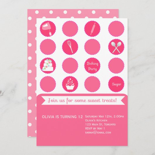 Invitation d'anniversaire de partie de cuisson (Devant / Derrière)