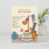 Invitation d'anniversaire de partie de dinosaure (Debout devant)