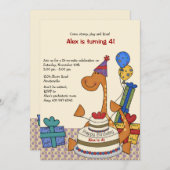 Invitation d'anniversaire de partie de dinosaure (Devant / Derrière)