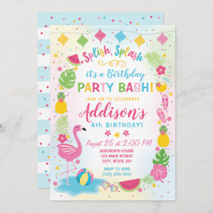 Invitation d'anniversaire de partie de Flamant