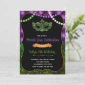 Invitation d'anniversaire de partie de mardi gras (Debout devant)