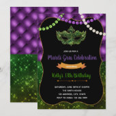 Invitation d'anniversaire de partie de mardi gras (Devant / Derrière)