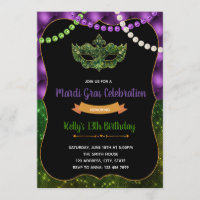 Invitation d'anniversaire de partie de mardi gras
