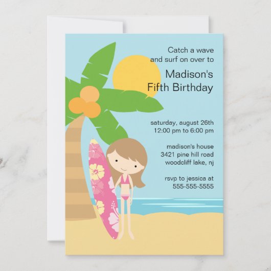 Invitation d'anniversaire de partie de natation de (Devant)