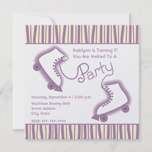 Invitation d'anniversaire de partie de patin de (Devant)