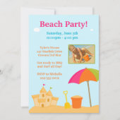 Invitation d'anniversaire de partie de plage (Devant)