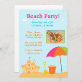 Invitation d'anniversaire de partie de plage (Devant / Derrière)