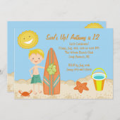 Invitation d'anniversaire de partie de plage de (Devant / Derrière)