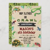 Invitation d'anniversaire de partie de reptile (Devant / Derrière)