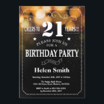 Invitation d'anniversaire de parties scintillantes<br><div class="desc">Invitation d'anniversaire de parties scintillantes d'or 21ème. Typographie blanche. Arrière - plan noir et blanc de tableau. Anniversaire adulte. Anniversaire masculin d'hommes ou de femmes. Enfants garçon ou Madame Teen Teenage Bday Invite de fille. 13ème 15ème 16ème 18ème 20ème 21ème 30ème quarantième cinquantième soixantième soixante-dixième quatre-vingtième quatre-vingt-dixième 100th. Tout âge....</div>
