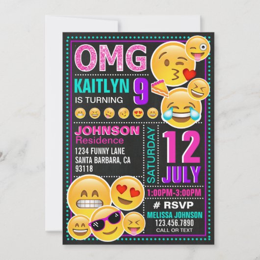 Invitation d'anniversaire de parties scintillantes (Devant)