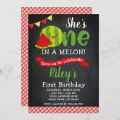 Invitation d'anniversaire de pastèque, tableau (Devant / Derrière)