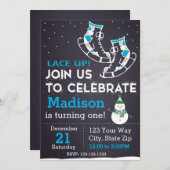 Invitation d'anniversaire de patin de glace (Devant / Derrière)