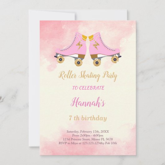 Invitation d'anniversaire de patinage (Devant)