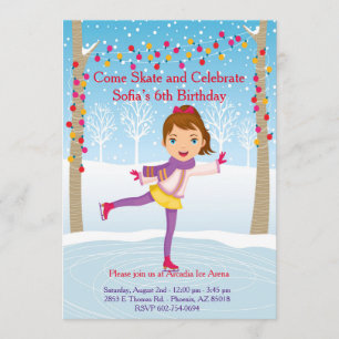 Invitation d'anniversaire de patinage de glace -