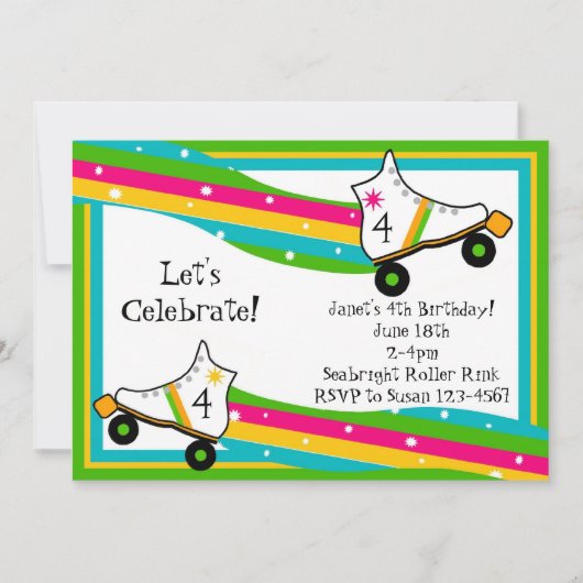 Invitation d'anniversaire de patinage de rouleau (Devant)