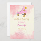 Invitation d'anniversaire de patinage rose (Devant / Derrière)