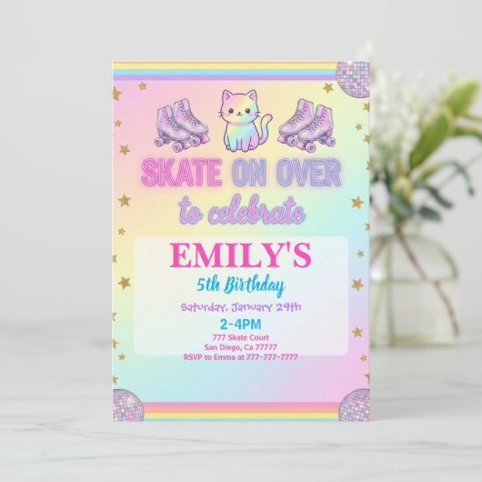 Invitation d'anniversaire de patinage sur glace (Debout devant)
