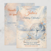 Invitation d'anniversaire de patinage sur glace | (Devant / Derrière)