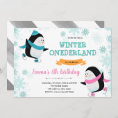 Invitation d'anniversaire de patinage sur glace de (Devant / Derrière)