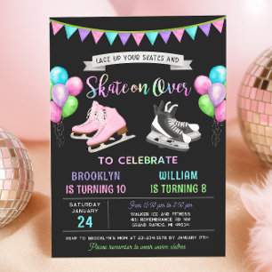 Invitation d'anniversaire de patinage sur glace do