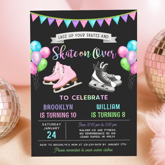 Invitation d'anniversaire de patinage sur glace do