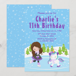Invitation d'anniversaire de patinage sur glace en