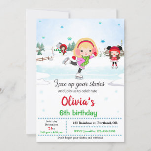 Invitation d'anniversaire de patinage sur glace In