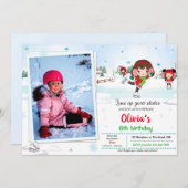 Invitation d'anniversaire de patinage sur glace In (Devant / Derrière)