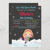 Invitation d'anniversaire de patinage sur glace In (Devant / Derrière)