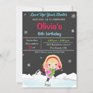 Invitation d'anniversaire de patinage sur glace In