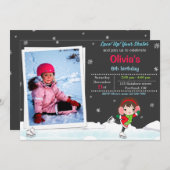 Invitation d'anniversaire de patinage sur glace In (Devant / Derrière)