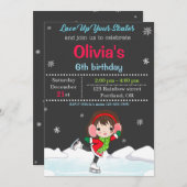 Invitation d'anniversaire de patinage sur glace In (Devant / Derrière)