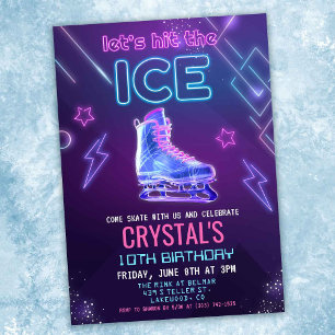 Invitation d'anniversaire de patinage sur glace Ne