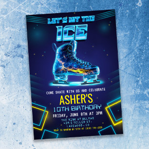 Invitation d'anniversaire de patinage sur glace Ne