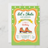 Invitation d'anniversaire de patinage sur glace Or (Devant)