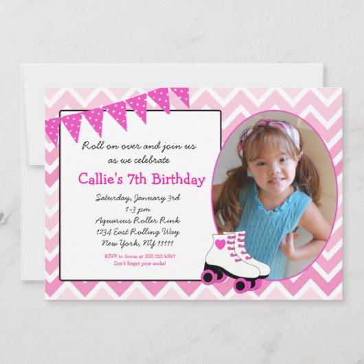 Invitation d'anniversaire de patins de patinage de (Devant)
