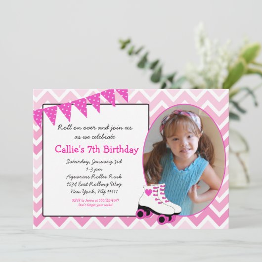 Invitation d'anniversaire de patins de patinage de (Debout devant)