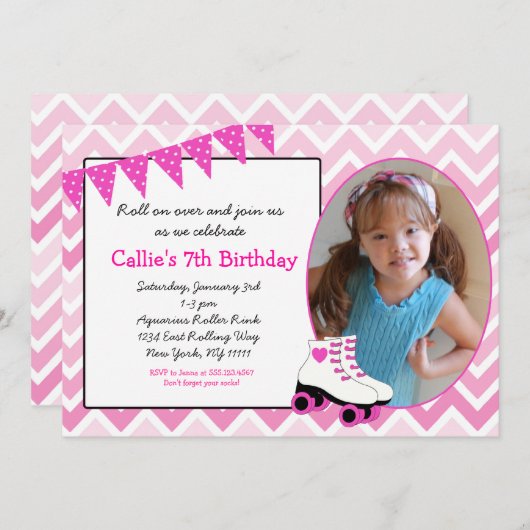 Invitation d'anniversaire de patins de patinage de (Devant / Derrière)