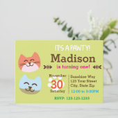 Invitation d'anniversaire de Pawty de chat (Debout devant)