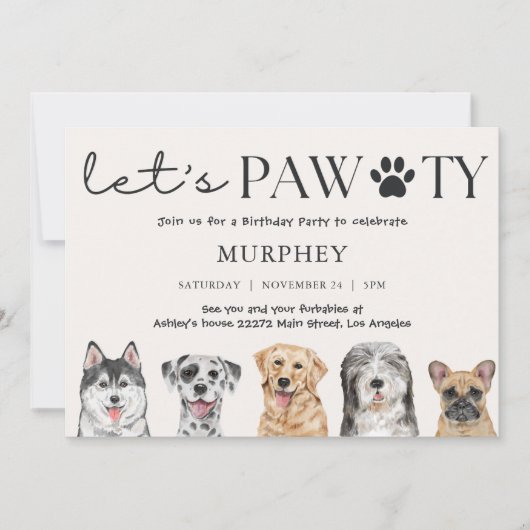Invitation d'anniversaire de Pawty Dog (Devant)