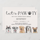 Invitation d'anniversaire de Pawty Dog (Devant / Derrière)