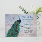 Invitation d'anniversaire de Peacock Vintage Blue  (Debout devant)