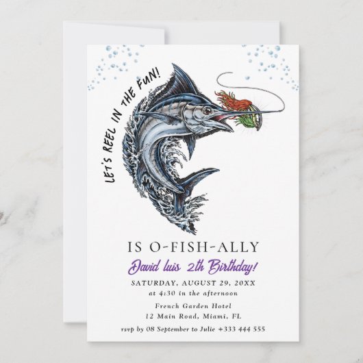 Invitation d'anniversaire de pêche (Devant)