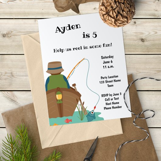 Invitation d'anniversaire de pêche