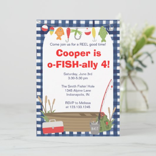 Invitation d'anniversaire de pêche (Debout devant)